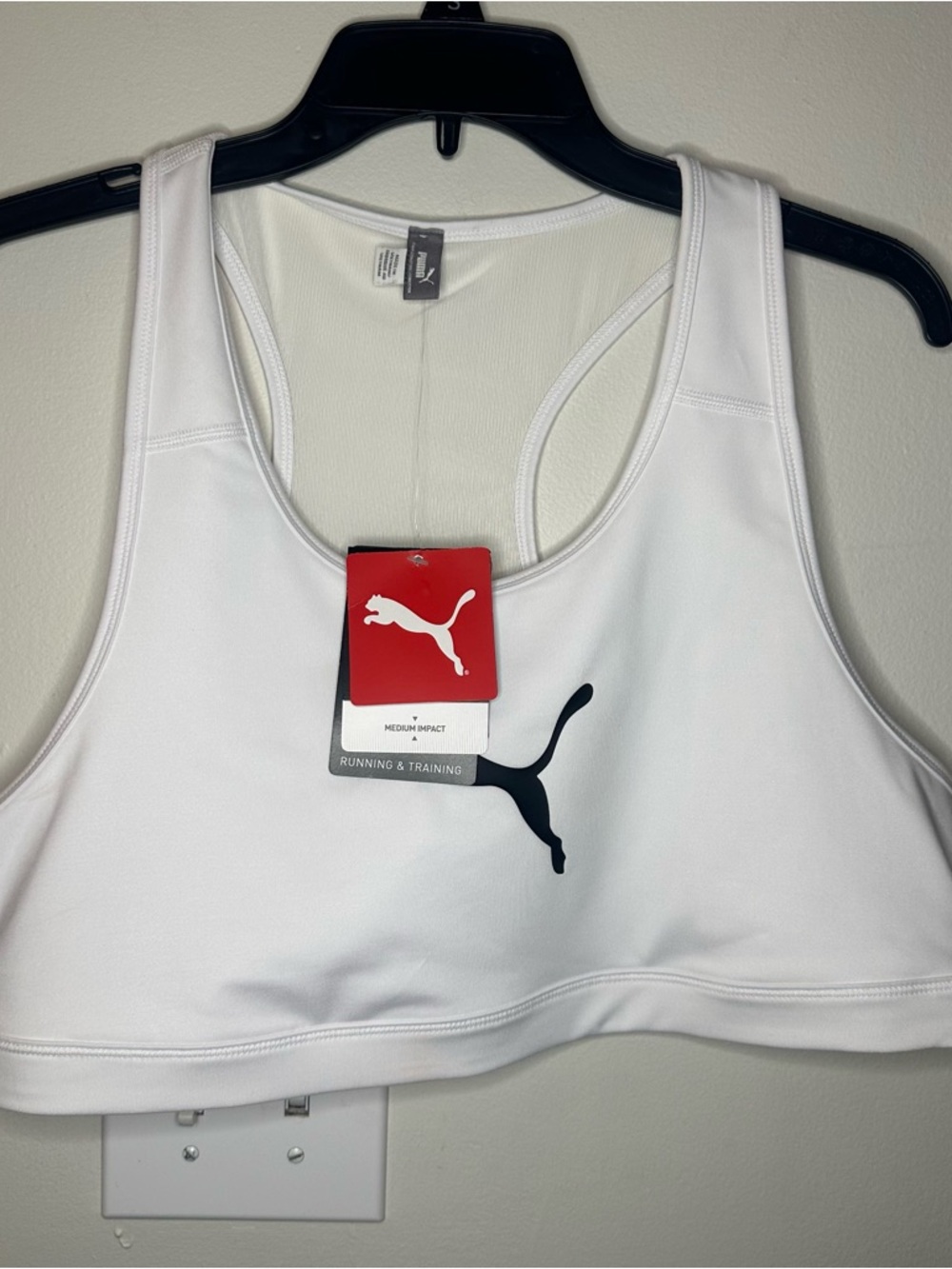 Puma Womens XXL White Medium Impact Dry Cell 4Keeps Graphic Sports Bra NEW